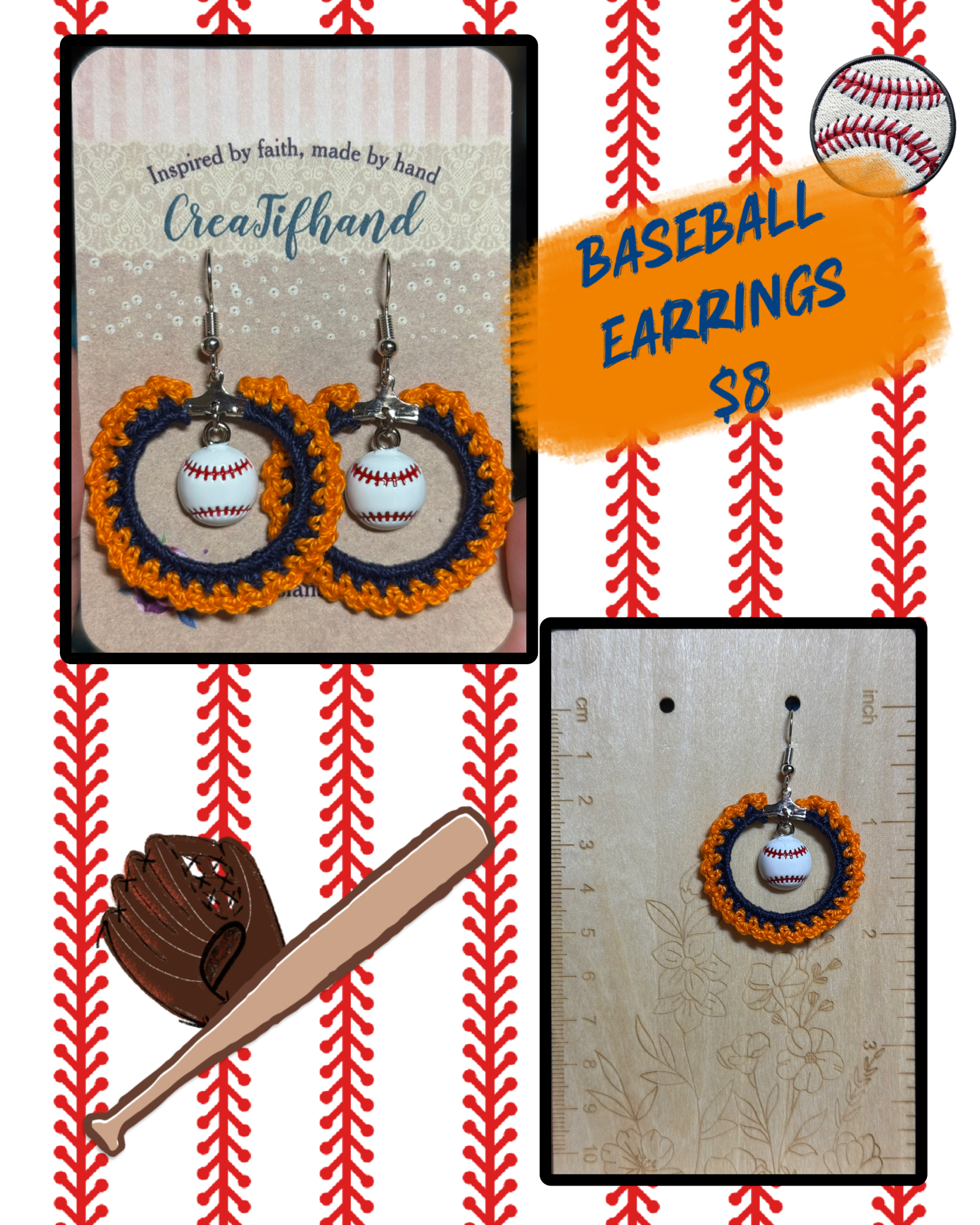 Classic Baseball Earrings